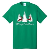 Merry Christmas For Women Buffalo Plaid Reindeer Tree Tall T-Shirt