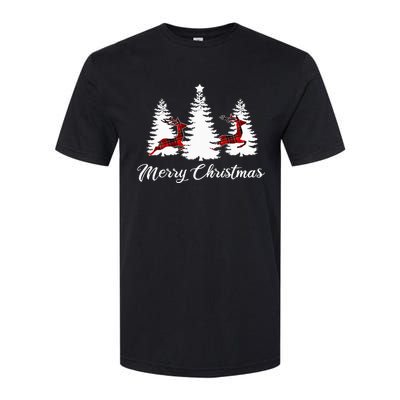 Merry Christmas For Women Buffalo Plaid Reindeer Tree Softstyle CVC T-Shirt