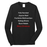 Merry Christmas Feliz Navidad Joyeux Noel Buon Natalie Xmas Long Sleeve Shirt