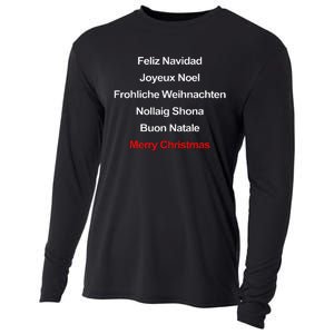 Merry Christmas Feliz Navidad Joyeux Noel Buon Natalie Xmas Cooling Performance Long Sleeve Crew