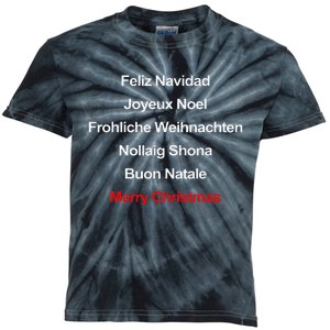 Merry Christmas Feliz Navidad Joyeux Noel Buon Natalie Xmas Kids Tie-Dye T-Shirt