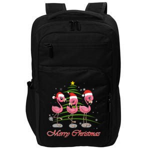 Merry Christmas Flamingo Santa Hat Funny Gifts Teens Girls Impact Tech Backpack