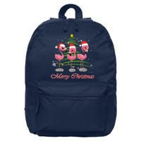 Merry Christmas Flamingo Santa Hat Funny Gifts Teens Girls 16 in Basic Backpack