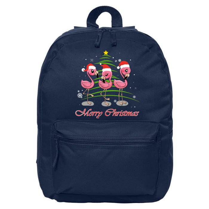 Merry Christmas Flamingo Santa Hat Funny Gifts Teens Girls 16 in Basic Backpack