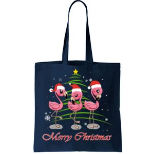 Merry Christmas Flamingo Santa Hat Funny Gifts Teens Girls Tote Bag