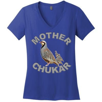 Mother Chukar Funny Upland Game Hunting Great Gift Cool Gift Women's V-Neck T-Shirt