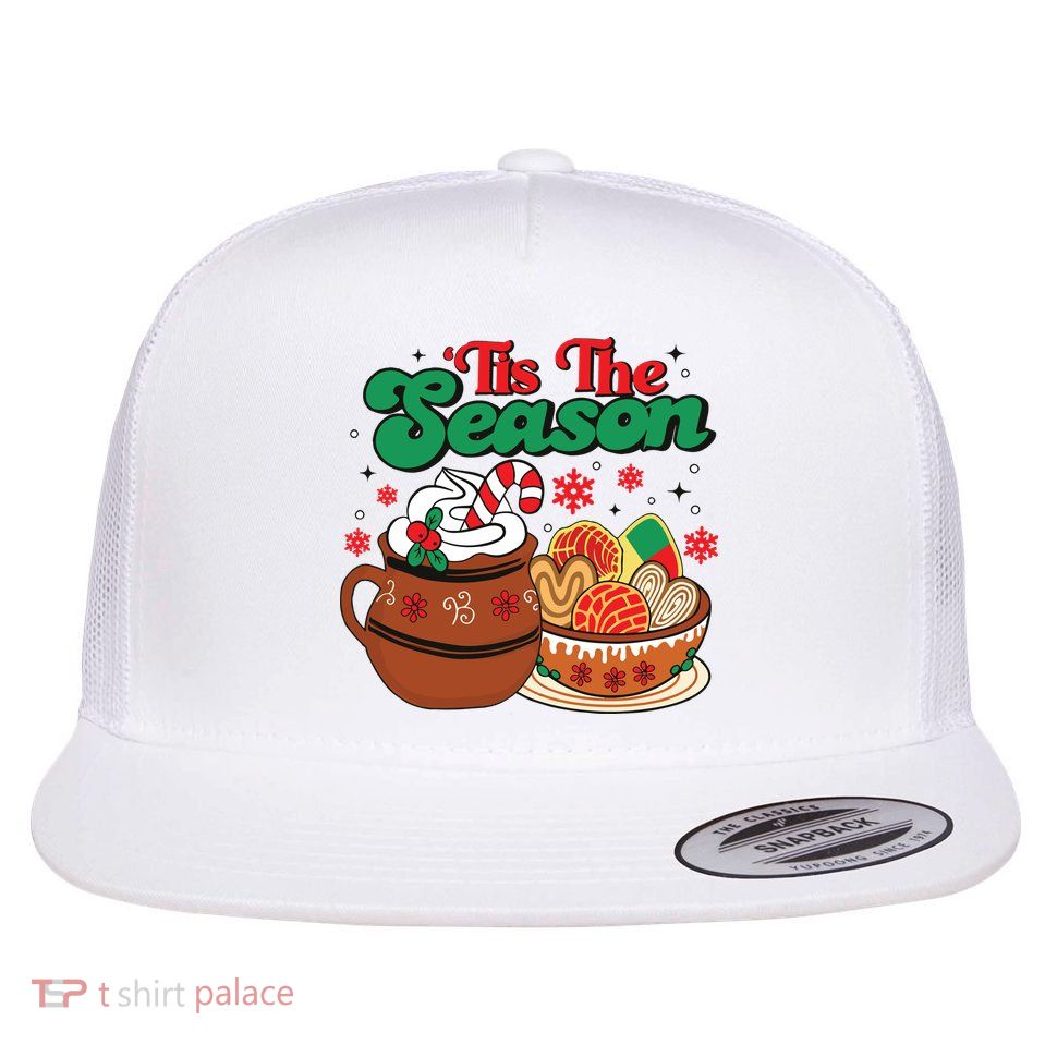 Mexican Christmas Feliz Navidad Latina Christmas Flat Bill Trucker Hat