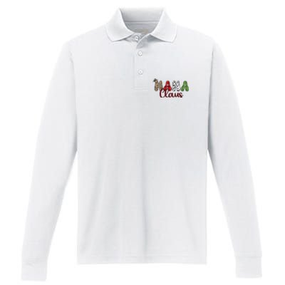 Mama Claus Funny Christmas Holiday Family Matching Performance Long Sleeve Polo