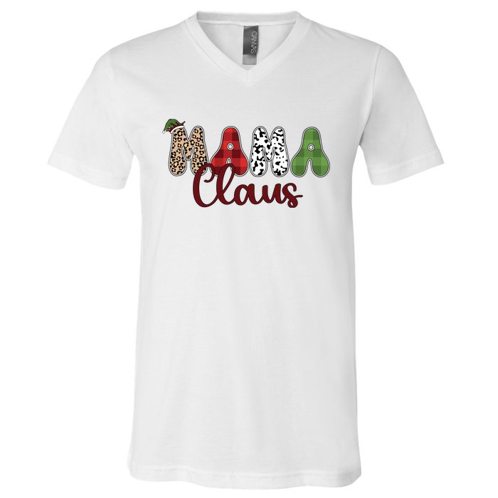 Mama Claus Funny Christmas Holiday Family Matching V-Neck T-Shirt