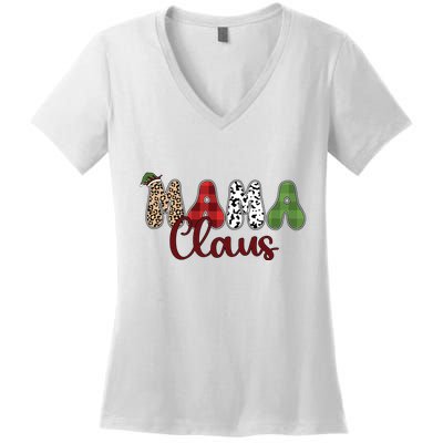 Mama Claus Funny Christmas Holiday Family Matching Women's V-Neck T-Shirt