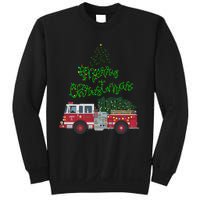 Merry Christmas Firetruck Xmas Tree Lights Sweatshirt