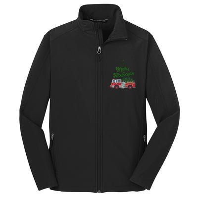 Merry Christmas Firetruck Xmas Tree Lights Core Soft Shell Jacket