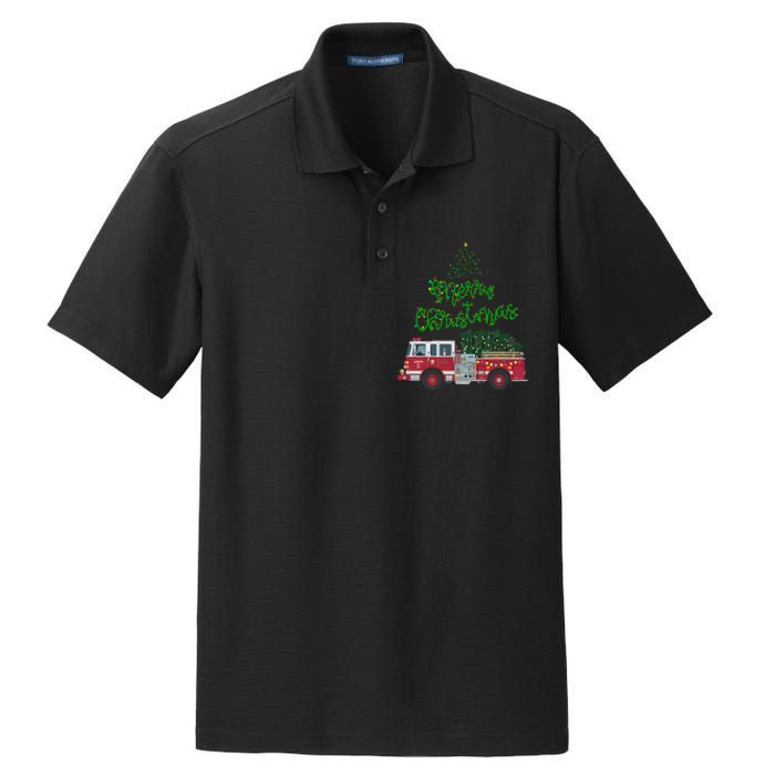 Merry Christmas Firetruck Xmas Tree Lights Dry Zone Grid Polo