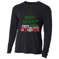 Merry Christmas Firetruck Xmas Tree Lights Cooling Performance Long Sleeve Crew