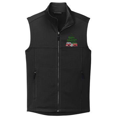 Merry Christmas Firetruck Xmas Tree Lights Collective Smooth Fleece Vest