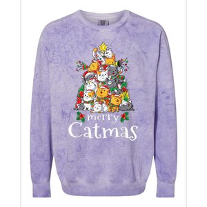 Merry Catmas Funny Cat Dad Cat Mom Christmas Cat Wo  Colorblast Crewneck Sweatshirt