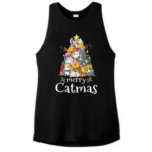 Merry Catmas Funny Cat Dad Cat Mom Christmas Cat Wo  Ladies PosiCharge Tri-Blend Wicking Tank