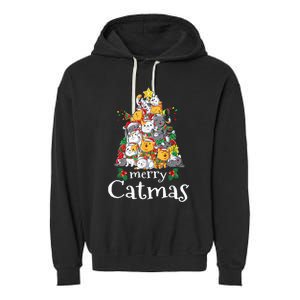 Merry Catmas Funny Cat Dad Cat Mom Christmas Cat Wo  Garment-Dyed Fleece Hoodie