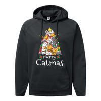 Merry Catmas Funny Cat Dad Cat Mom Christmas Cat Wo  Performance Fleece Hoodie