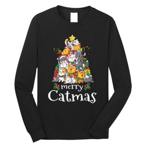 Merry Catmas Funny Cat Dad Cat Mom Christmas Cat Wo  Long Sleeve Shirt