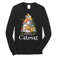 Merry Catmas Funny Cat Dad Cat Mom Christmas Cat Wo  Long Sleeve Shirt