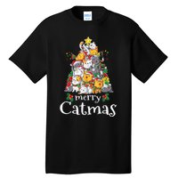 Merry Catmas Funny Cat Dad Cat Mom Christmas Cat Wo  Tall T-Shirt