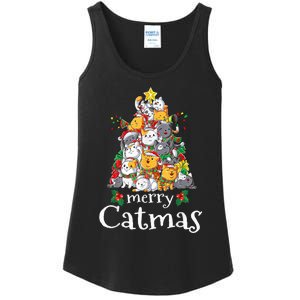 Merry Catmas Funny Cat Dad Cat Mom Christmas Cat Wo  Ladies Essential Tank