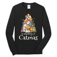 Merry Catmas Funny Cat Dad Cat Mom Christmas Cat Wo  Tall Long Sleeve T-Shirt