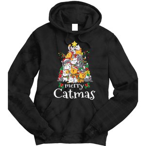 Merry Catmas Funny Cat Dad Cat Mom Christmas Cat Wo  Tie Dye Hoodie