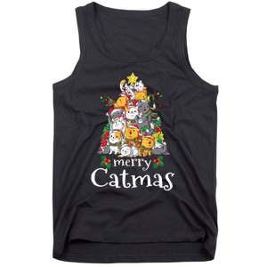 Merry Catmas Funny Cat Dad Cat Mom Christmas Cat Wo  Tank Top