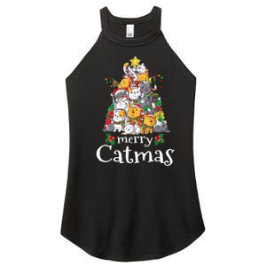 Merry Catmas Funny Cat Dad Cat Mom Christmas Cat Wo  Women's Perfect Tri Rocker Tank