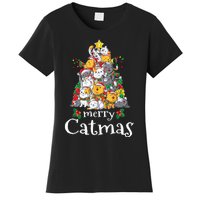 Merry Catmas Funny Cat Dad Cat Mom Christmas Cat Wo  Women's T-Shirt