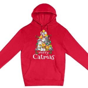 Merry Catmas Funny Cat Dad Cat Mom Christmas Cat Wo  Premium Pullover Hoodie