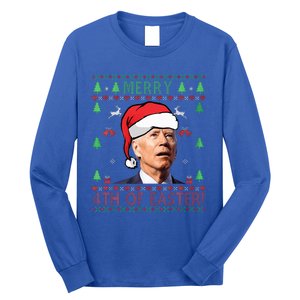 Merry Christmas Funny Joe Biden Happy 4th of July Ugly Xmas  Long Sleeve Shirt