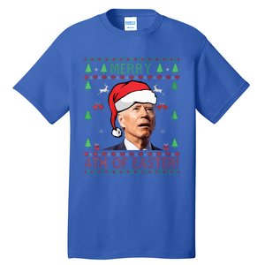 Merry Christmas Funny Joe Biden Happy 4th of July Ugly Xmas  Tall T-Shirt