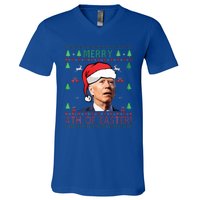 Merry Christmas Funny Joe Biden Happy 4th of July Ugly Xmas  V-Neck T-Shirt