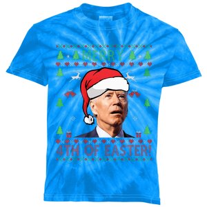 Merry Christmas Funny Joe Biden Happy 4th of July Ugly Xmas  Kids Tie-Dye T-Shirt