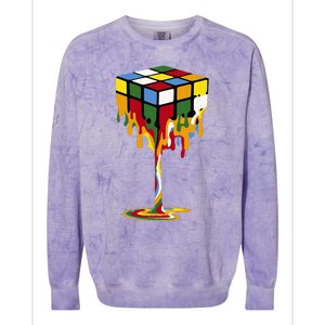 Melting Cube Funny Rubik Rubix Rubics Colorblast Crewneck Sweatshirt