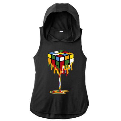 Melting Cube Funny Rubik Rubix Rubics Ladies PosiCharge Tri-Blend Wicking Draft Hoodie Tank