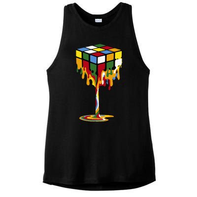 Melting Cube Funny Rubik Rubix Rubics Ladies PosiCharge Tri-Blend Wicking Tank