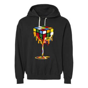 Melting Cube Funny Rubik Rubix Rubics Garment-Dyed Fleece Hoodie