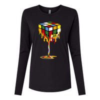 Melting Cube Funny Rubik Rubix Rubics Womens Cotton Relaxed Long Sleeve T-Shirt