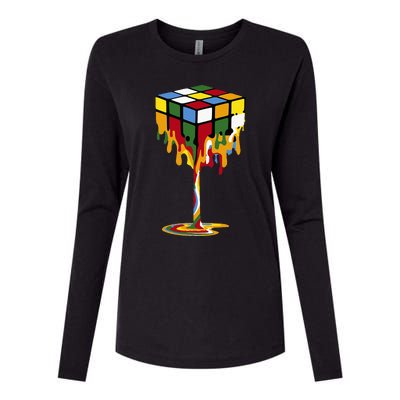 Melting Cube Funny Rubik Rubix Rubics Womens Cotton Relaxed Long Sleeve T-Shirt