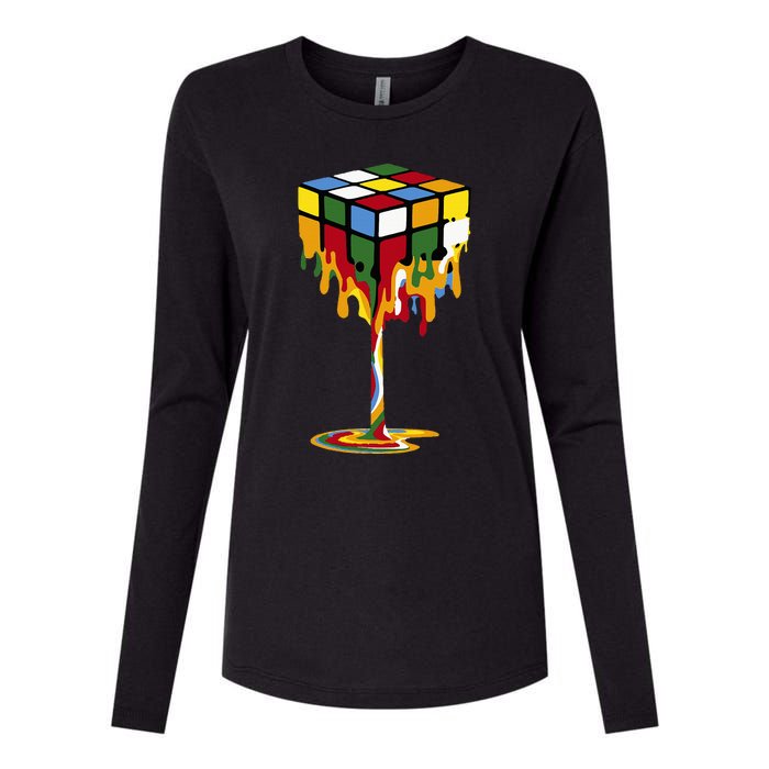 Melting Cube Funny Rubik Rubix Rubics Womens Cotton Relaxed Long Sleeve T-Shirt