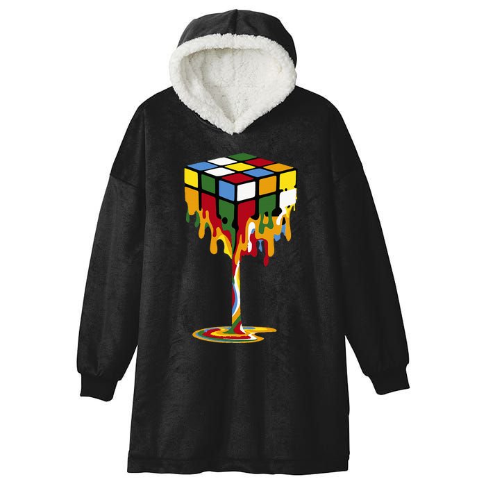 Melting Cube Funny Rubik Rubix Rubics Hooded Wearable Blanket