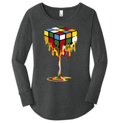 Melting Cube Funny Rubik Rubix Rubics Women's Perfect Tri Tunic Long Sleeve Shirt