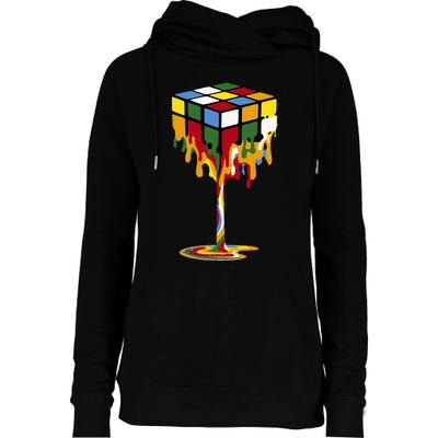 Melting Cube Funny Rubik Rubix Rubics Womens Funnel Neck Pullover Hood