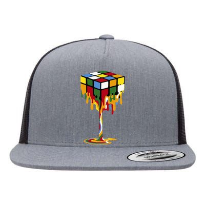 Melting Cube Funny Rubik Rubix Rubics Flat Bill Trucker Hat