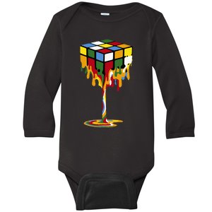 Melting Cube Funny Rubik Rubix Rubics Baby Long Sleeve Bodysuit