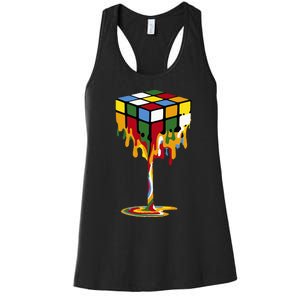 Melting Cube Funny Rubik Rubix Rubics Women's Racerback Tank